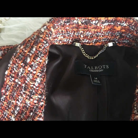 Talbots Wool Blazer Size 14 brown, orange, cream - Picture 4 of 5
